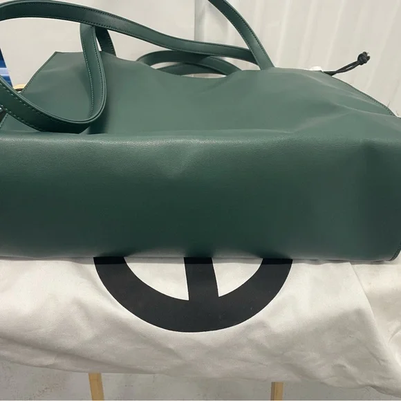 Telfar Large Shopping Bag Green Vegan Leather Tote Crossbody + Dust Bag - Picture 7 of 10